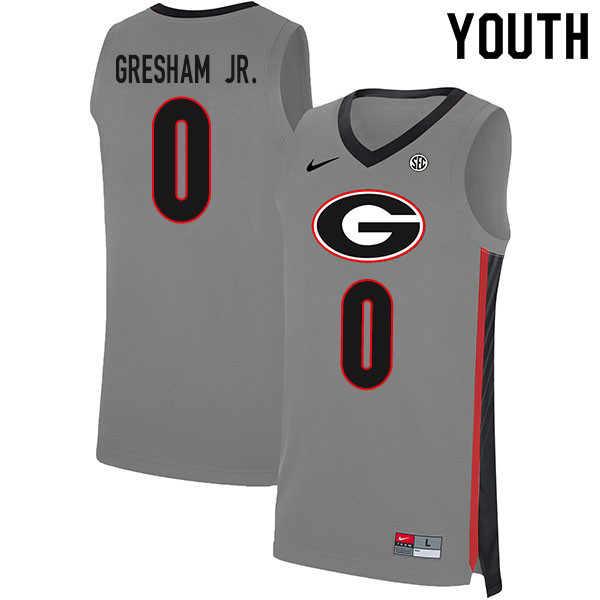 2020 Youth #0 Donnell Gresham Jr. Georgia Bulldogs College Basketball Jerseys Sale-Gray - Click Image to Close